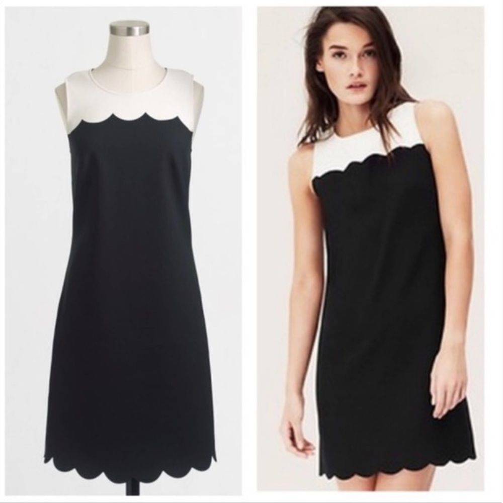 J. Crew Black and White Scalloped Dress